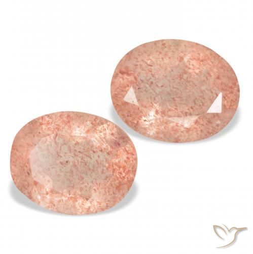 Pedras preciosas de Quartzo Morango Rosa Alaranjado natural de 5.92 ct, oval, Transparente