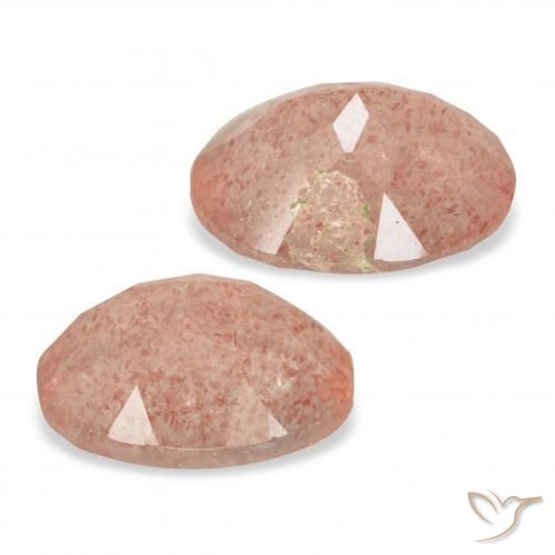 Pedras preciosas de Quartzo Morango Rosa Alaranjado natural de 5.92 ct, oval, Transparente