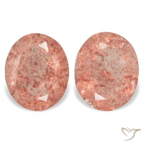 6.46ctw Natural Rosa Alaranjado Quartzo Morango, oval, Transparente