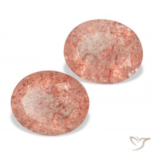 Pedras preciosas de Quartzo Morango Rosa Alaranjado natural de 6.46 ct, oval, Transparente