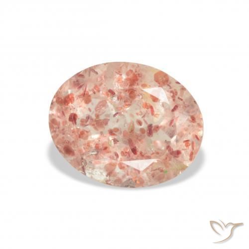 Quartzo Morango Laranja Rosa Natural 3.22ct, oval, Transparente