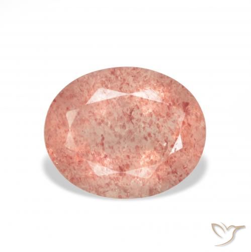 3.38ct Natural Framboesa Rosa Quartzo Morango, oval, Transparente