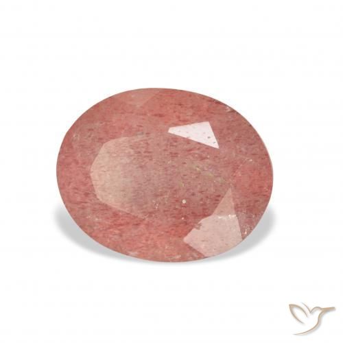 Quartzo Morango Rosa Alaranjado Natural 3.32ct, oval, Transparente