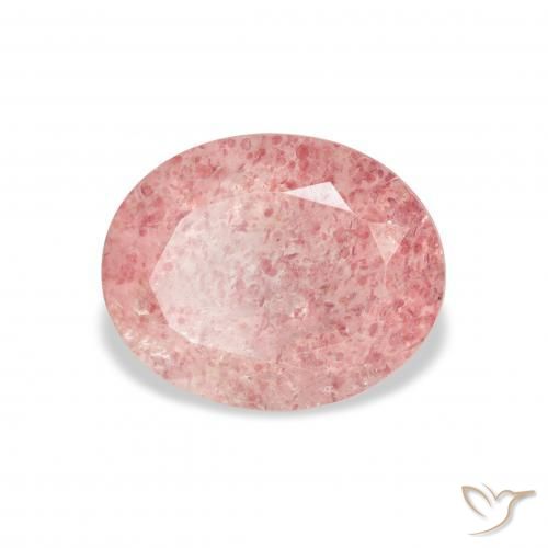 Quartzo Morango Rosa chiclete Natural 3.36ct, oval, Transparente