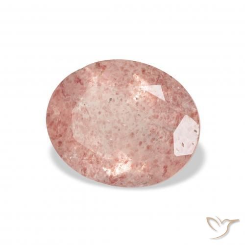 Quartzo Morango Rosa Terroso Natural 3.13ct, oval, Transparente