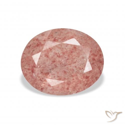 3.38ct Natural Framboesa Rosa Quartzo Morango, oval, Transparente