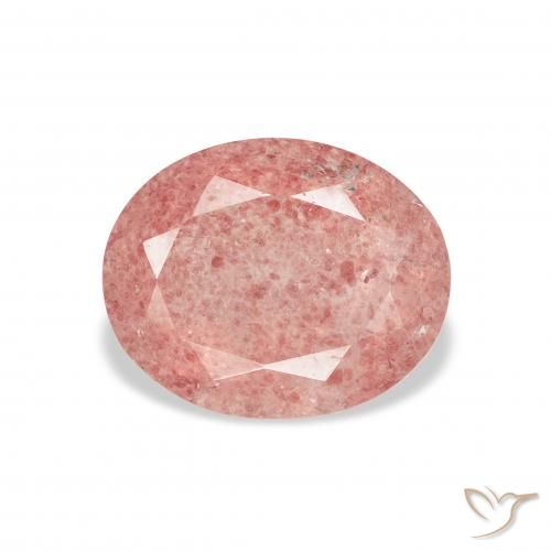 3.08ct Natural Framboesa Rosa Quartzo Morango, oval, Transparente