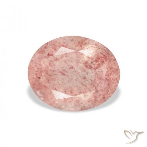 3.68ct Natural Medium Light-Pink Quartzo Morango, oval, Transparente