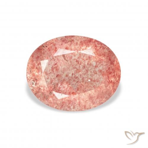 3.34ct Natural Framboesa Rosa Quartzo Morango, oval, Transparente