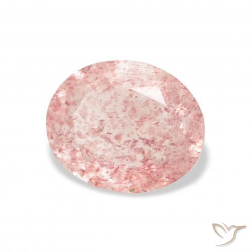 Quartzo Morango Rosa Terroso Natural 2.98ct, oval, Transparente