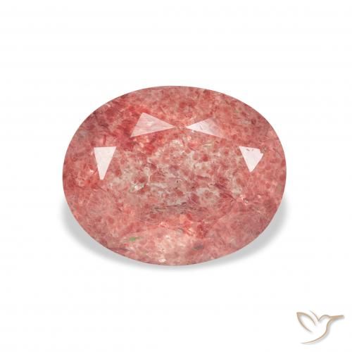 3.48ct Natural Framboesa Rosa Quartzo Morango, oval, Transparente