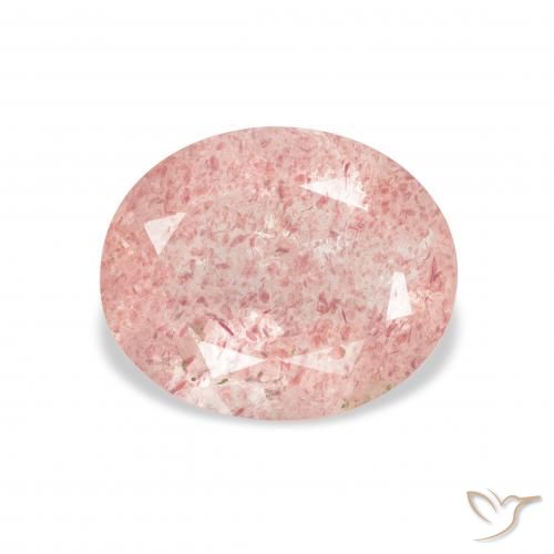 3.41ct Natural Medium Light-Pink Quartzo Morango, oval, Transparente