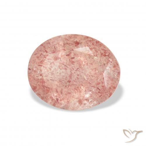 Quartzo Morango Rosa Laranja Natural 3.54ct, oval, Transparente