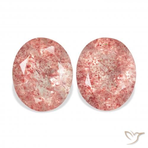 6.41ctw Natural rosa médio Quartzo Morango, oval, Transparente