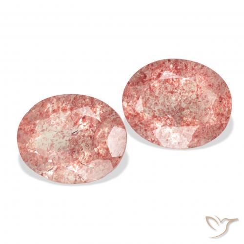 Pedras preciosas de Quartzo Morango rosa médio natural de 6.41 ct, oval, Transparente