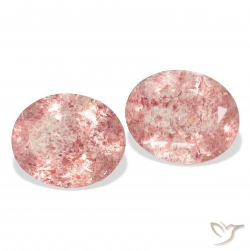 Pedras preciosas de Quartzo Morango Rosa escuro natural de 5.91 ct, oval, Transparente