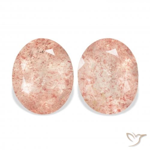 6.64ctw Natural Pêssego Rosa Quartzo Morango, oval, Transparente