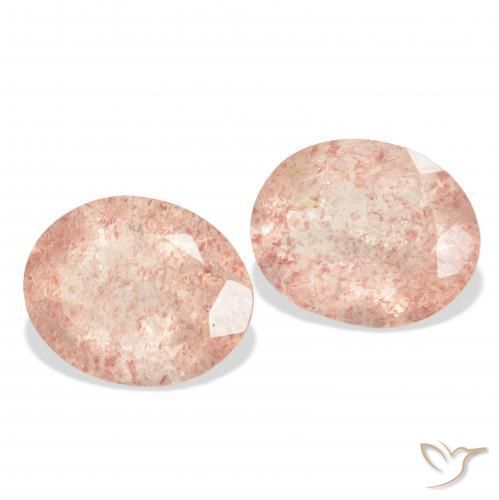 Pedras preciosas de Quartzo Morango Pêssego Rosa natural de 6.64 ct, oval, Transparente