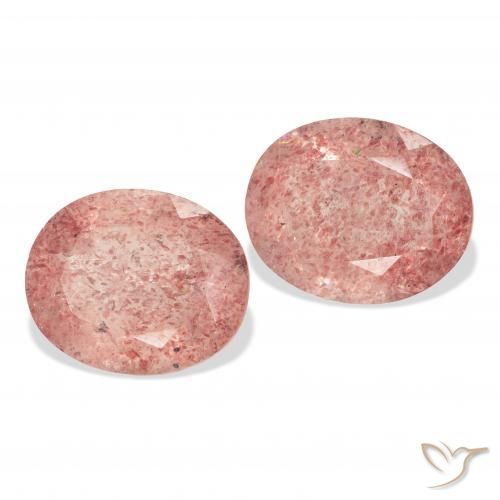 Pedras preciosas de Quartzo Morango Laranja Rosa natural de 6.43 ct, oval, Transparente