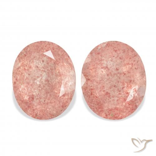 7.46ctw Natural Rosa Laranja Profundo Quartzo Morango, oval, Transparente