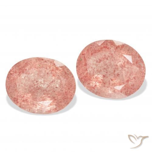 Pedras preciosas de Quartzo Morango Rosa Laranja Profundo natural de 7.46 ct, oval, Transparente