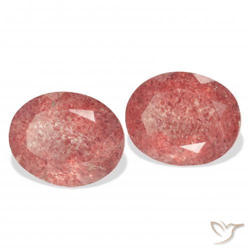 Pedras preciosas de Quartzo Morango rosa médio natural de 7.13 ct, oval, Transparente