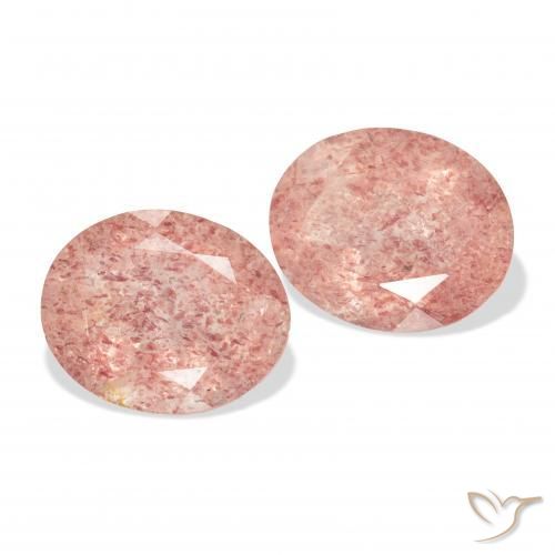 Pedras preciosas de Quartzo Morango rosa médio natural de 6.45 ct, oval, Transparente