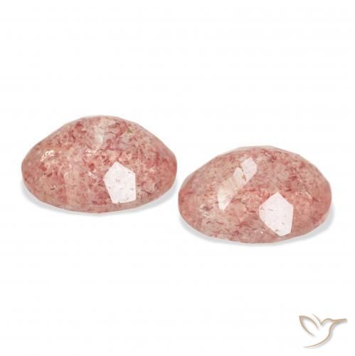 Pedras preciosas de Quartzo Morango rosa médio natural de 6.45 ct, oval, Transparente