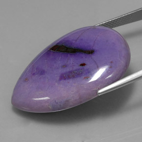 Sugilita multicolorido natural 52,37ct, formato de pêra, opaco