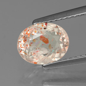 Pedra do sol laranja natural 1,20ct, corte oval, transparente