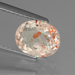 Pedra do sol laranja natural 1,20ct, corte oval, transparente