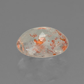 Pedra do sol laranja natural 1,20ct, corte oval, transparente