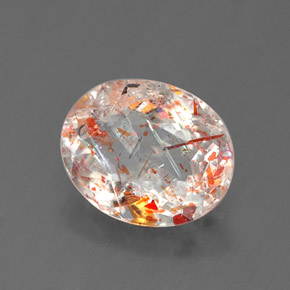 Pedra do sol laranja natural 1,06ct, corte oval, transparente