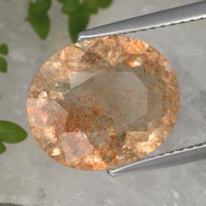Pedra do sol laranja natural 4,51ct, corte oval, transparente