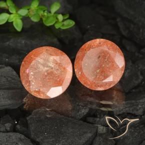 Pedras preciosas de Pedra do Sol gengibre laranja natural de 6.55 ct, Redondo, Transparente