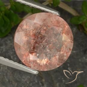 Pedra do Sol Laranja Tigre Claro Natural 3.19ct, Redondo, Transparente
