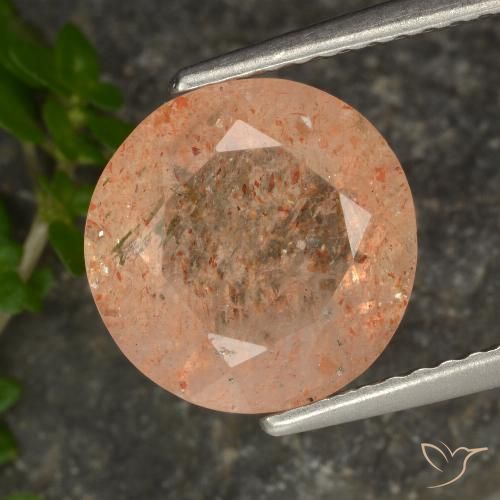 3.36ct Natural Laranja Pêssego Claro Pedra do Sol, Redondo, Transparente