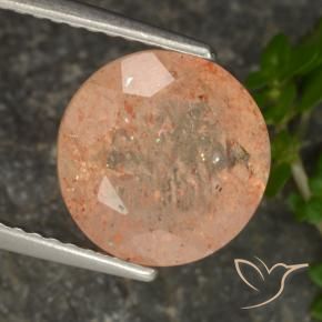 Pedra do Sol Laranja Pêssego Claro Natural 3.36ct, Redondo, Transparente