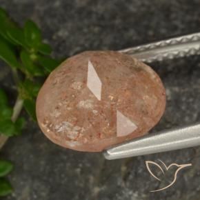 Pedra do Sol Laranja Pêssego Claro Natural 3.36ct, Redondo, Transparente
