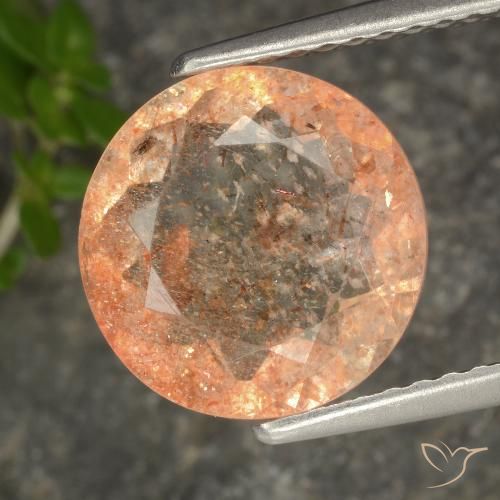 3.19ct Natural Laranja claro Pedra do Sol, Redondo, Transparente