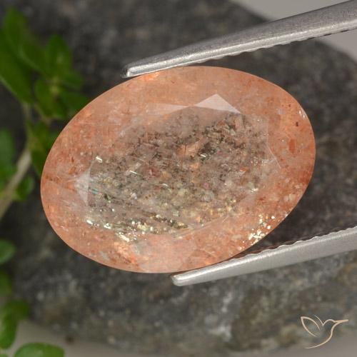5.54ct Natural Medium Light-Orange Pedra do Sol, oval, Translúcido