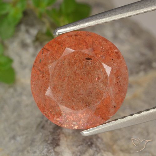 3.81ct Natural Laranja Médio Pedra do Sol, Redondo, Translúcido