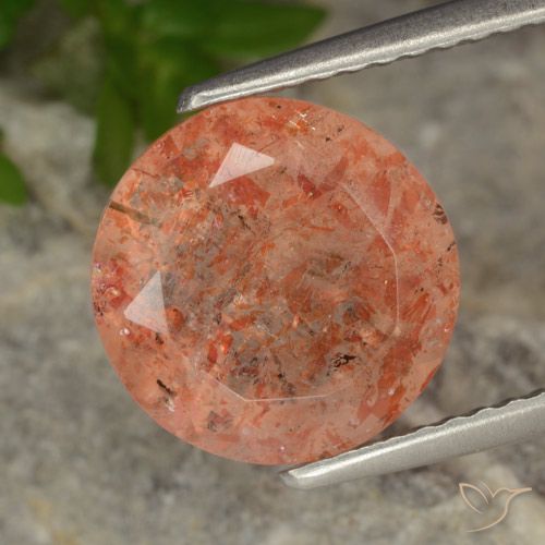 3.73ct Natural laranja avermelhado Pedra do Sol, Redondo, Translúcido