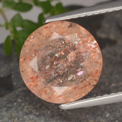 Pedra do Sol Laranja claro Natural 3.06ct, Corte Redondo, Translúcido