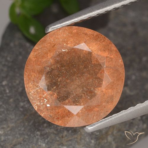 3.36ct Natural Laranja Médio Pedra do Sol, Redondo, Translúcido