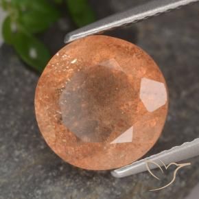Pedra do Sol Laranja Médio Natural 3.36ct, Redondo, Translúcido