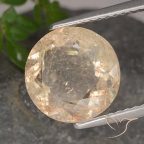 Pedra do Sol Laranja Melão Natural 3.49ct, Redondo, Transparente