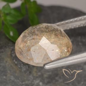 Pedra do Sol Laranja Melão Natural 3.49ct, Redondo, Transparente