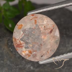 Pedra do Sol pêssego laranja Natural 3.38ct, Redondo, Transparente