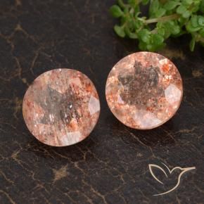 Pedras preciosas de Pedra do Sol pêssego laranja natural de 6.34 ct, Redondo, Transparente